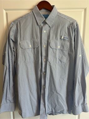 Coast Men's Long-Sleeve Blue Gingham Dress Shirt